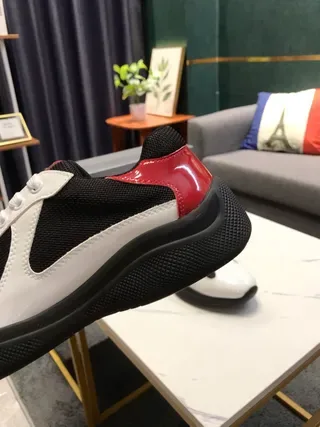 White Black Red Color-Blocked Platform Sneakers 3