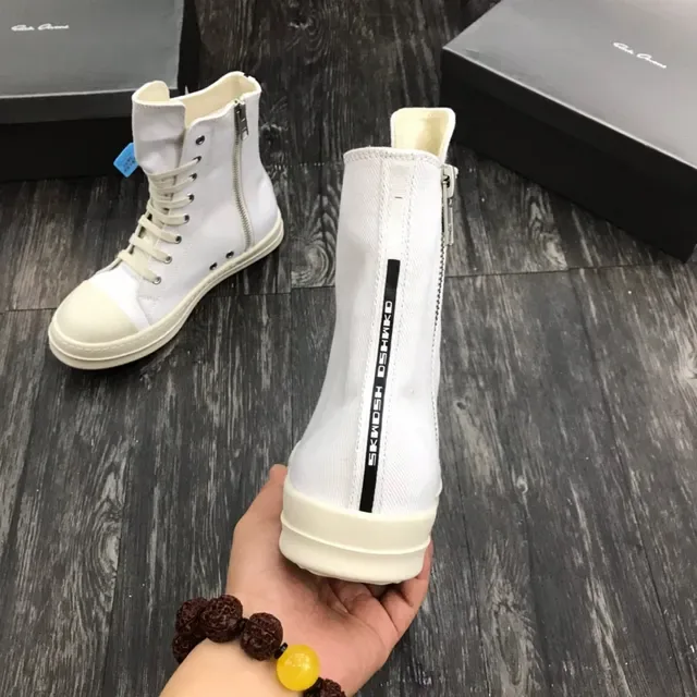 White Canvas High-Top Platform Lifestyle Sneakers 3