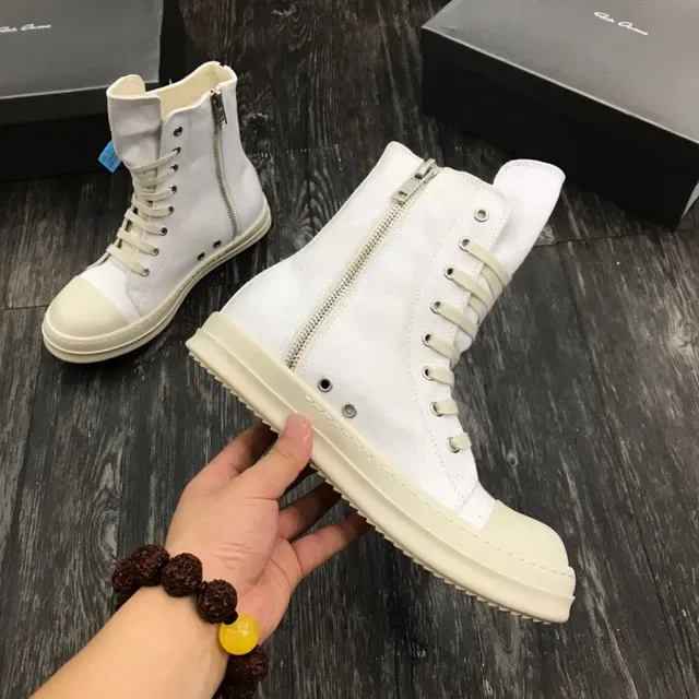 White Canvas High-Top Platform Lifestyle Sneakers 5