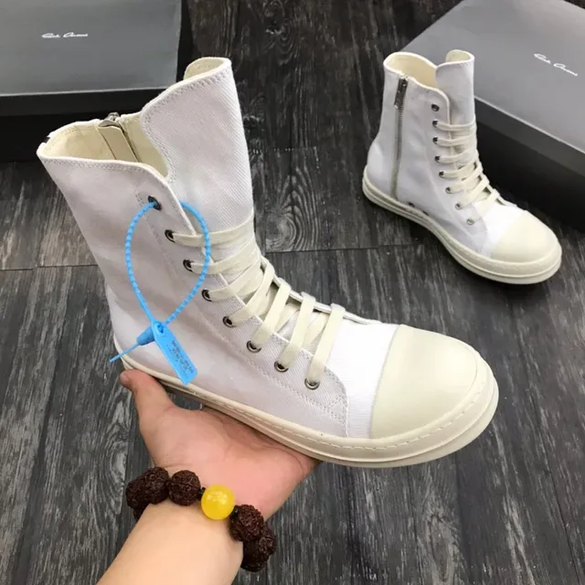 White Canvas High-Top Platform Lifestyle Sneakers 7