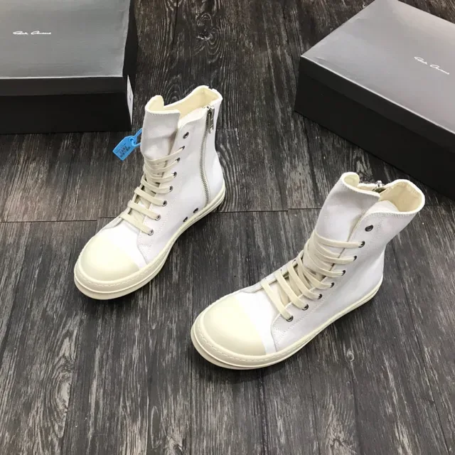 White Canvas High-Top Platform Lifestyle Sneakers 8