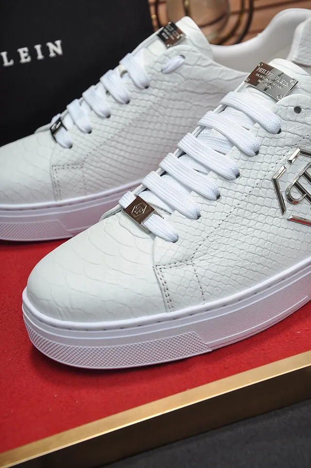 White Gold Snakeskin-Textured Upper Hexagonal Monogram Lifestyle Sneakers 3