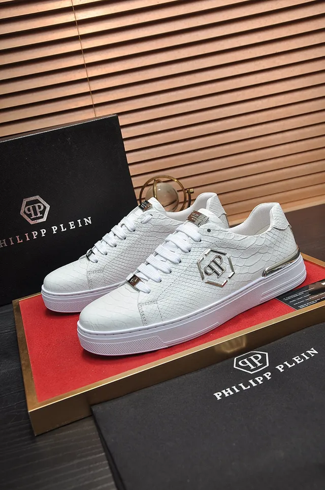 White Gold Snakeskin-Textured Upper Hexagonal Monogram Lifestyle Sneakers 7