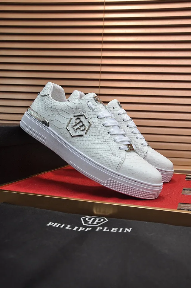 White Gold Snakeskin-Textured Upper Hexagonal Monogram Lifestyle Sneakers 8