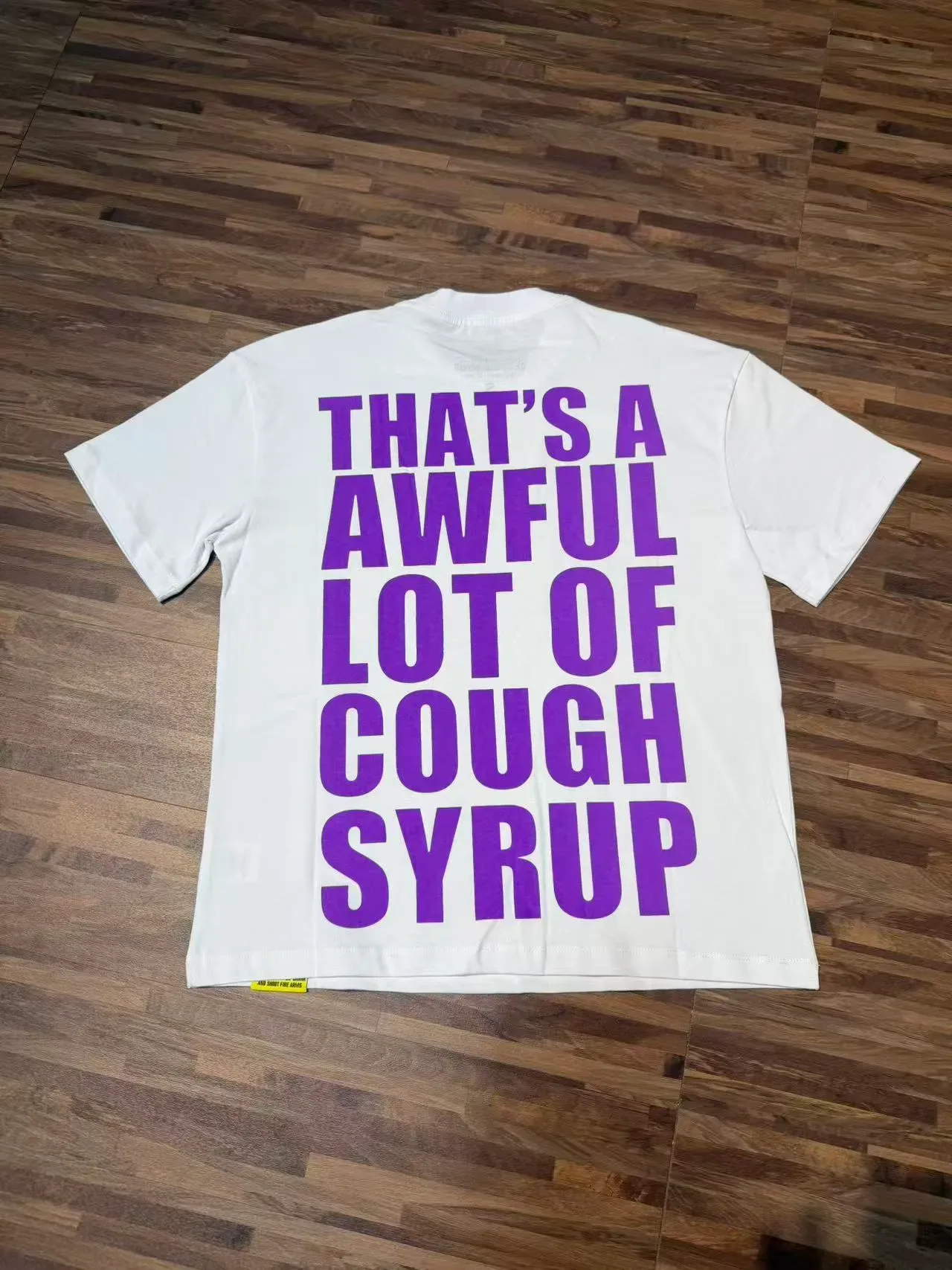 White Graphic-Print Cartoon Cough Syrup T-Shirt 6