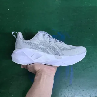 White Gray Engineered Knit Upper Sculpted Geometric Midsole Running Shoes
