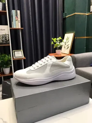 White Gray Glossy Synthetic Mesh Paneling Sneakers 5