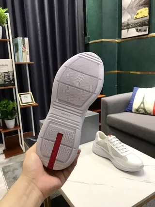 White Gray Glossy Synthetic Mesh Paneling Sneakers 6