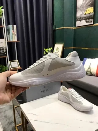 White Gray Glossy Synthetic Mesh Paneling Sneakers 8