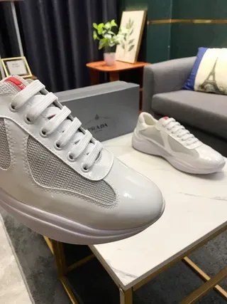 White Gray Glossy Synthetic Mesh Paneling Sneakers 9