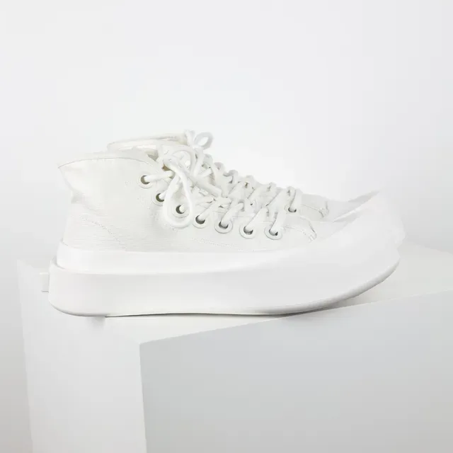 White High-Top Canvas Platform Sneaker 3