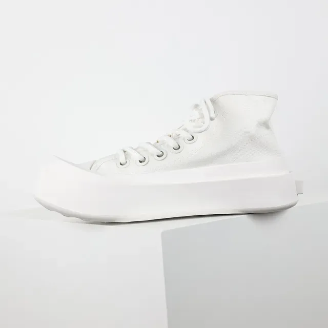 White High-Top Canvas Platform Sneaker 9