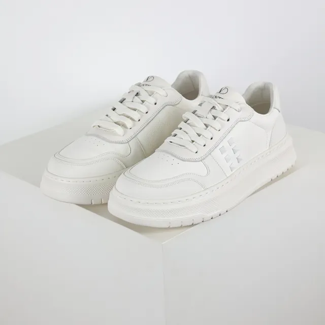 White Monochrome Platform Sole Sneakers 2