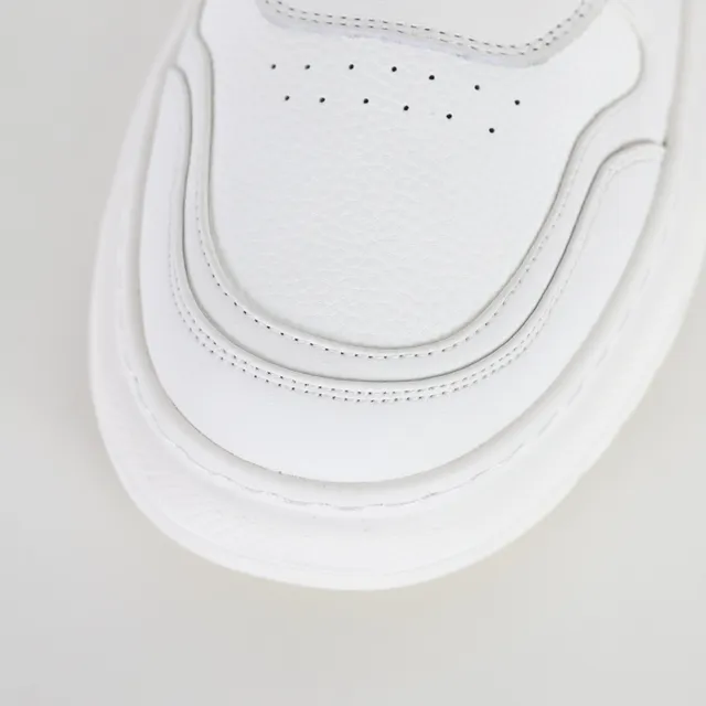White Monochrome Platform Sole Sneakers 5