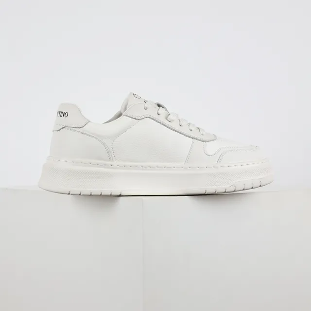 White Monochrome Platform Sole Sneakers 7