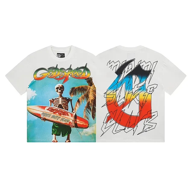 White Multicolor Graphic Print Oversized Double-Sided T-Shirt 1