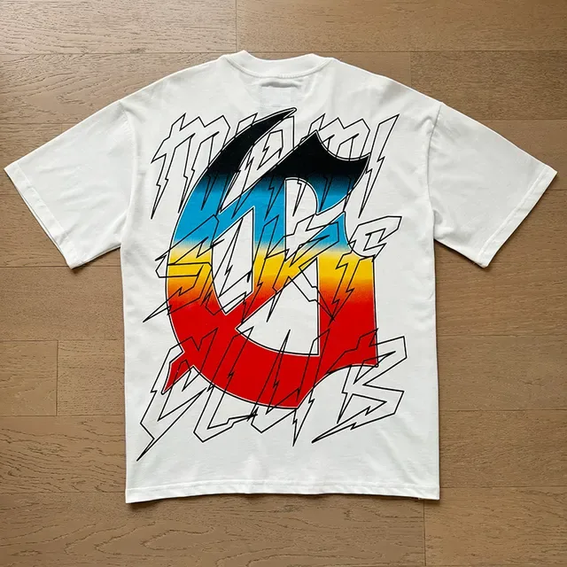 White Multicolor Graphic Print Oversized Double-Sided T-Shirt 7