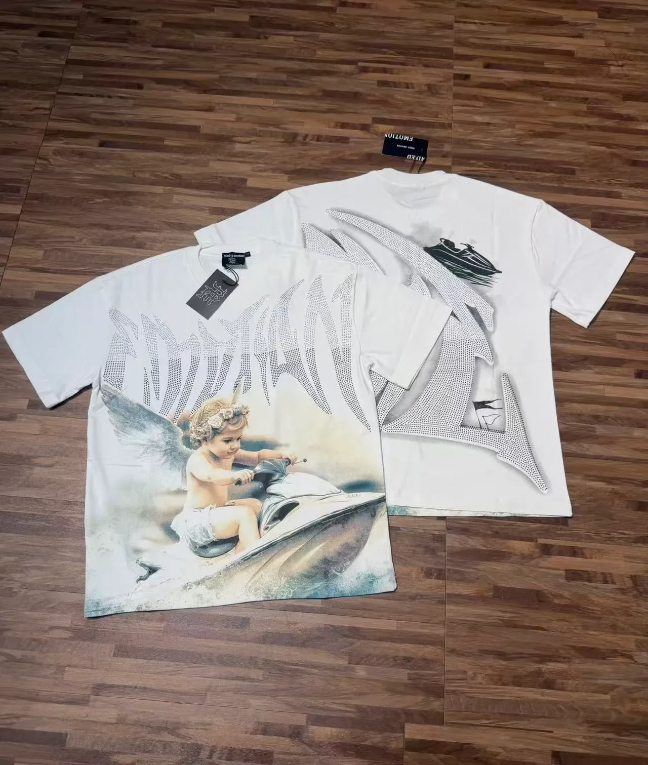 White Multicolor Oversized Fit Full-Front Photographic Print T-Shirt 1