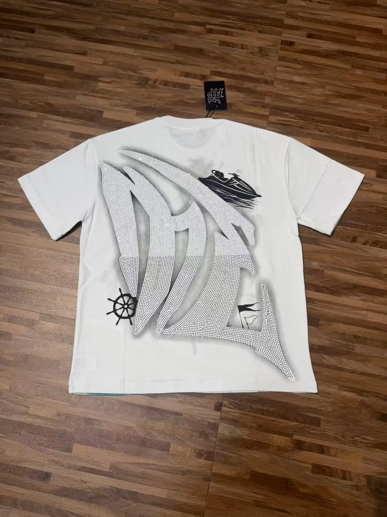 White Multicolor Oversized Fit Full-Front Photographic Print T-Shirt 4