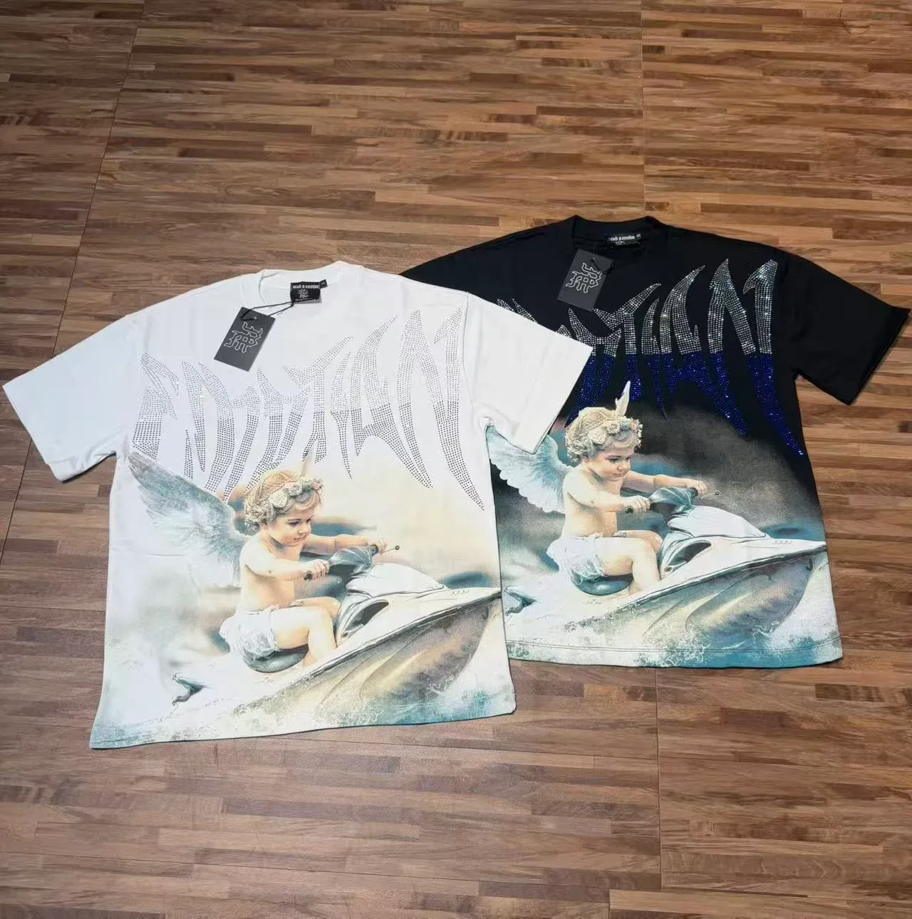 White Multicolor Oversized Fit Full-Front Photographic Print T-Shirt 9