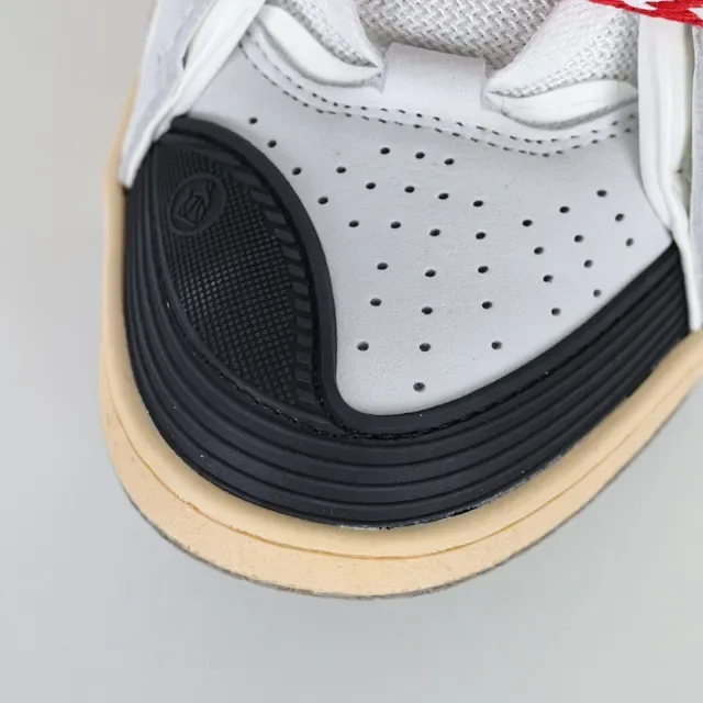 White Multicolor Perforated Side Panels Wide Woven Zigzag Laces Sneakers 5