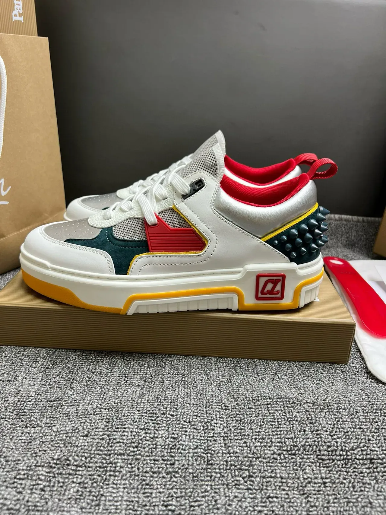 White Multicolor Spiked Heel Lifestyle Sneaker 1
