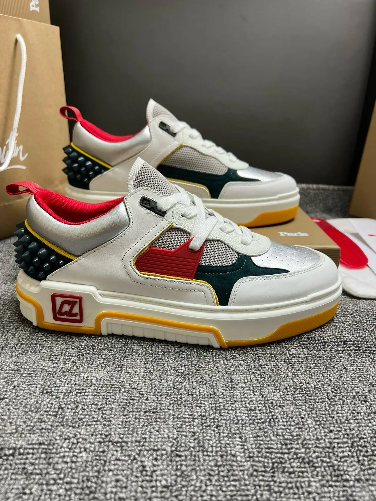 White Multicolor Spiked Heel Lifestyle Sneaker 3