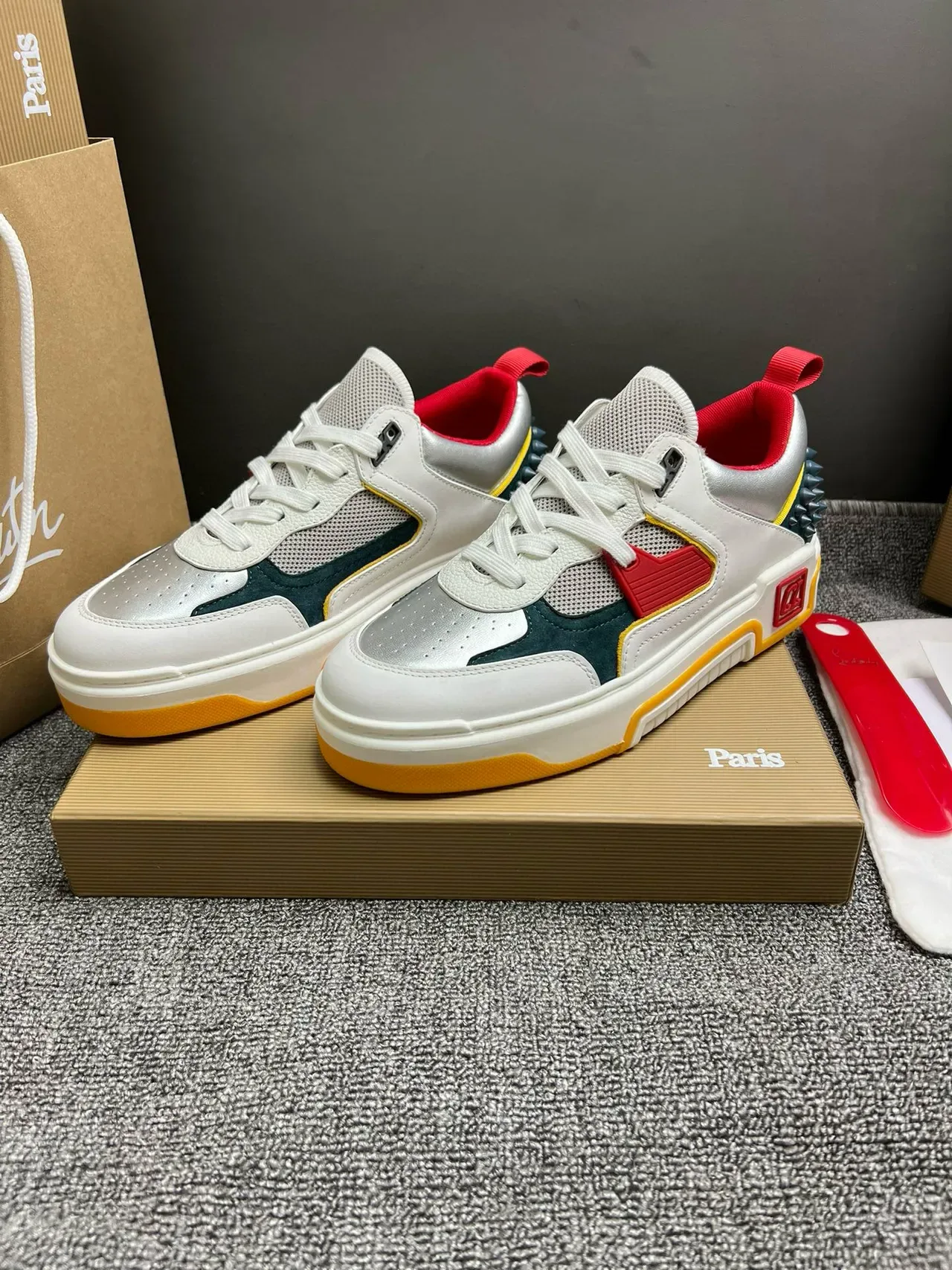 White Multicolor Spiked Heel Lifestyle Sneaker 5