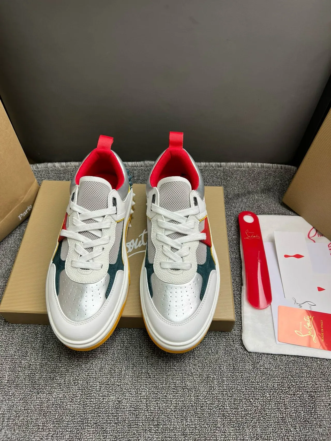 White Multicolor Spiked Heel Lifestyle Sneaker 6