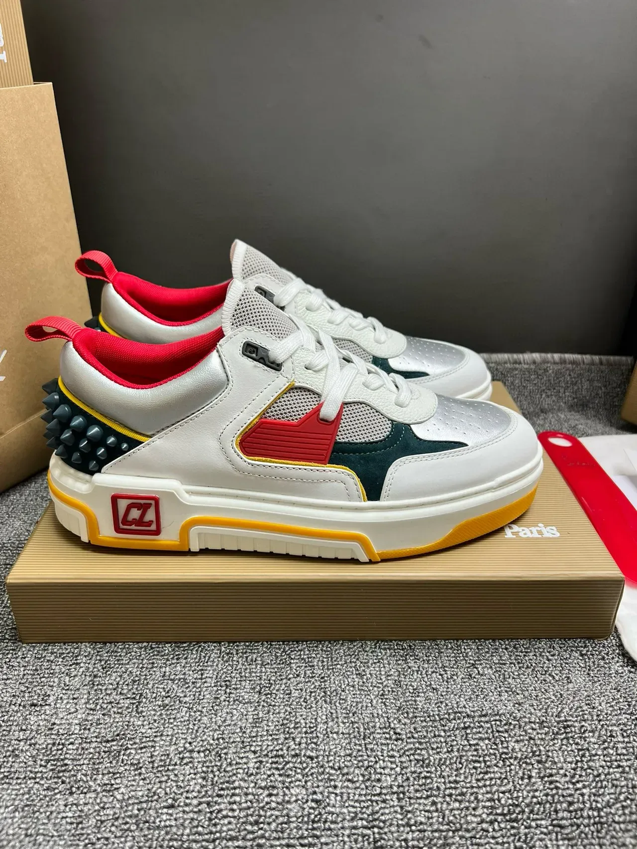 White Multicolor Spiked Heel Lifestyle Sneaker 7