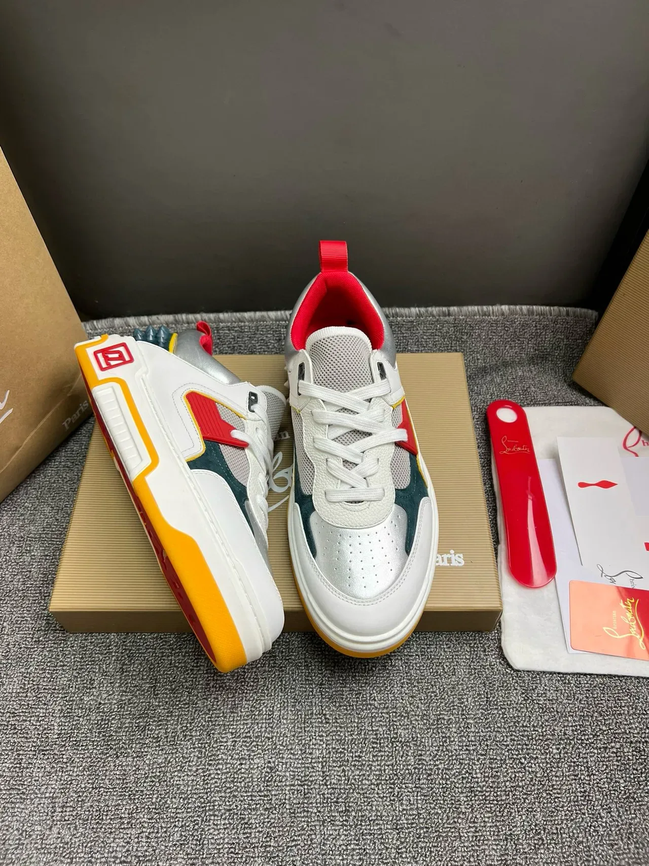 White Multicolor Spiked Heel Lifestyle Sneaker 8
