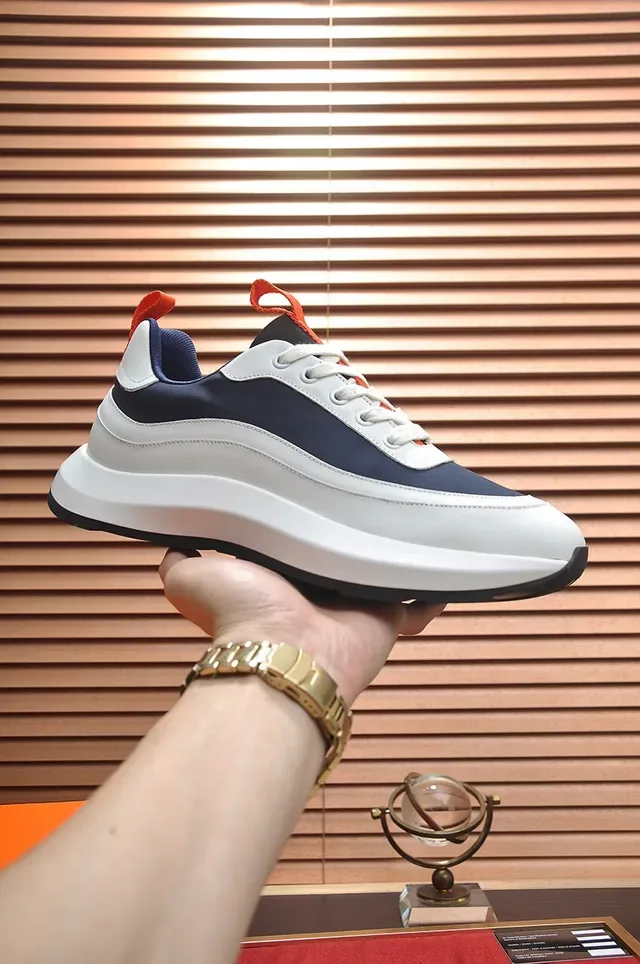 White Navy Orange Color-Block Lifestyle Sneaker 1