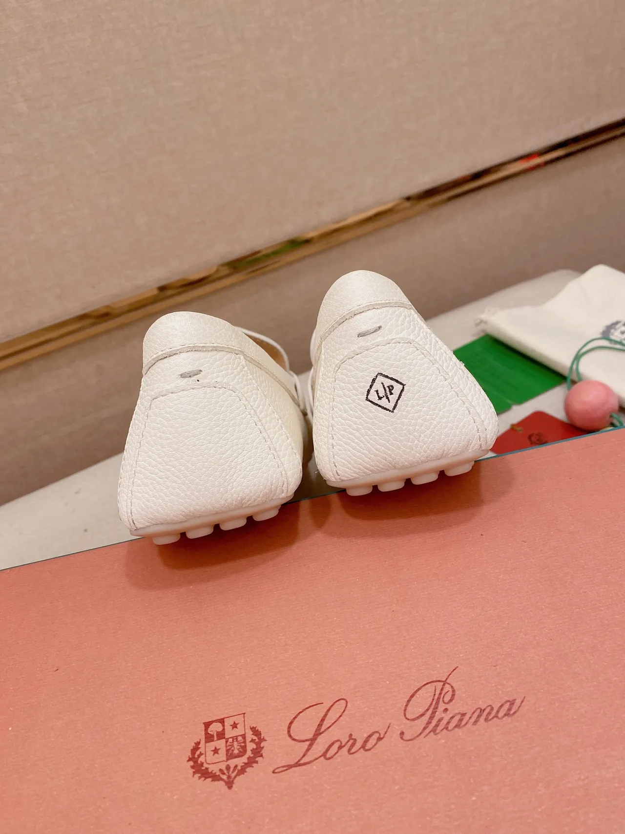 White Pebbled Leather Strap Loafer 7