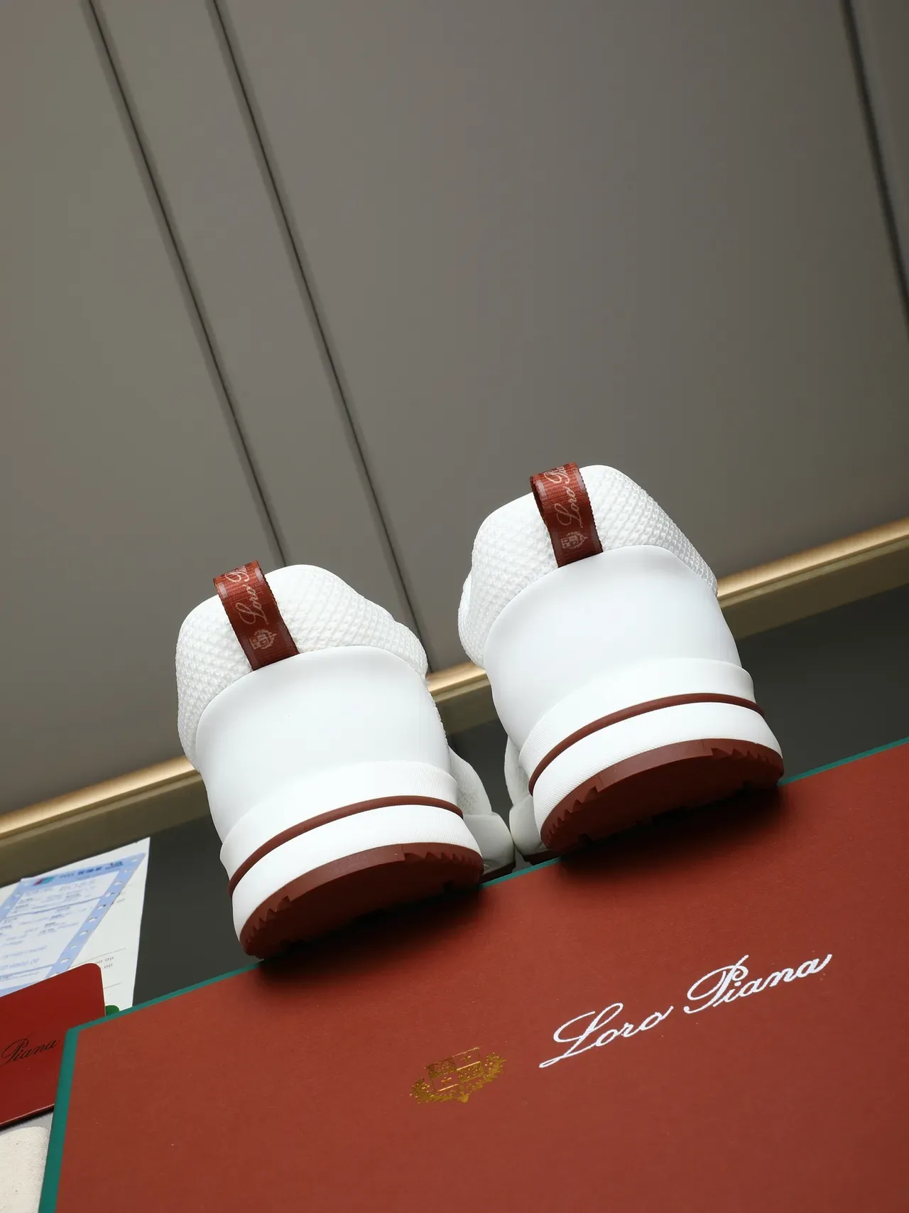 White Red Knit Mesh Upper Sculpted Midsole Sneakers 3