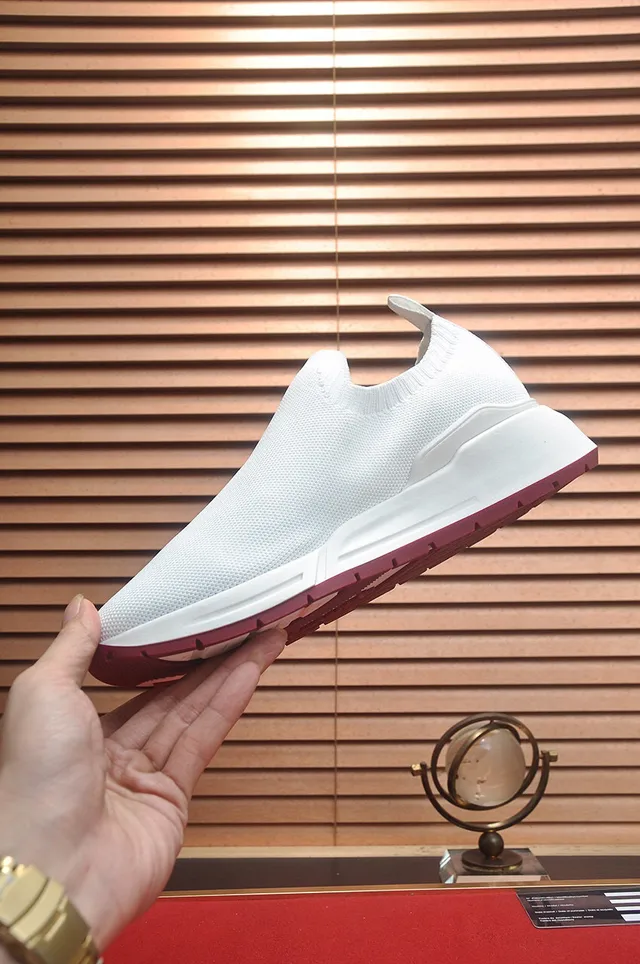 White Red Slip-On Sock-Fit Knit Upper Oversized Graphic Logo Sneakers 5