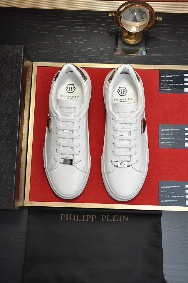White Shield-Plaque Platform Sneaker 2