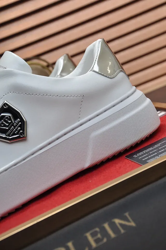 White Shield-Plaque Platform Sneaker 3