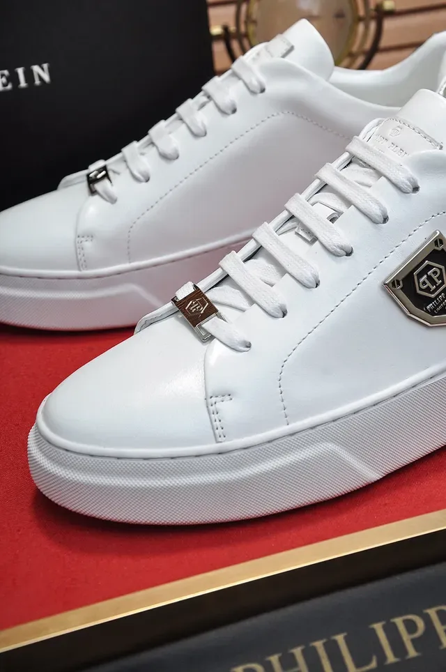 White Shield-Plaque Platform Sneaker 4