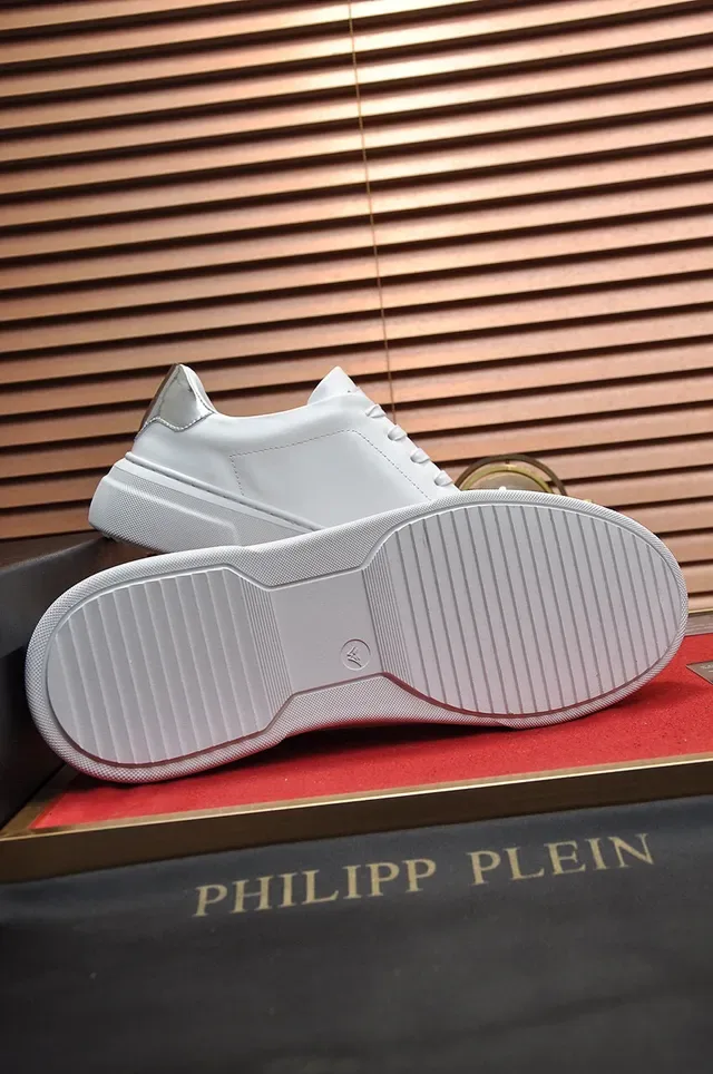 White Shield-Plaque Platform Sneaker 5