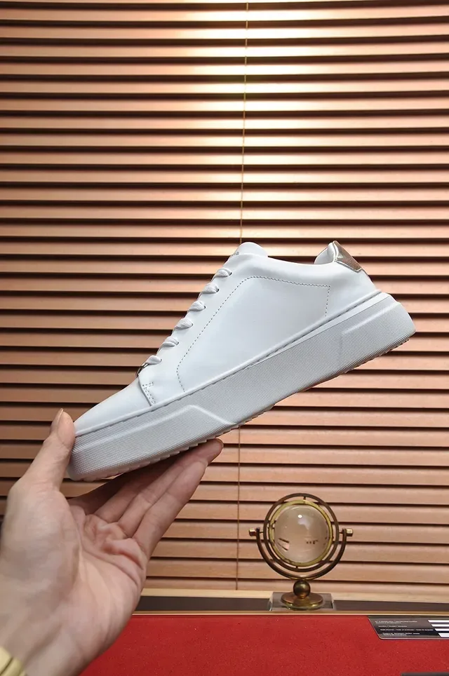 White Shield-Plaque Platform Sneaker 7