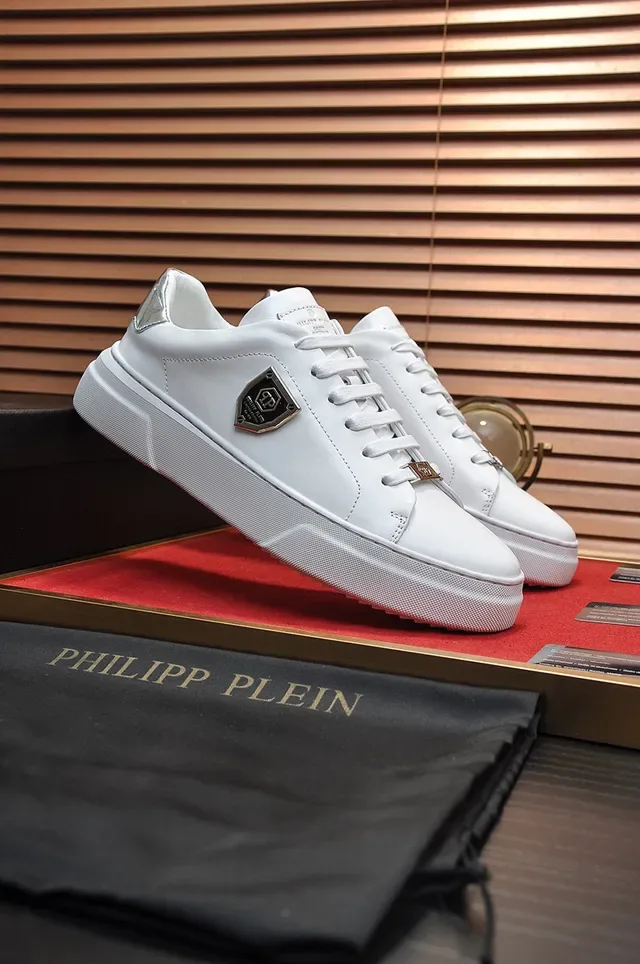 White Shield-Plaque Platform Sneaker 9