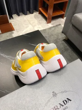 Yellow and Gray Panelled Low-Top Chunky Sneakers 2