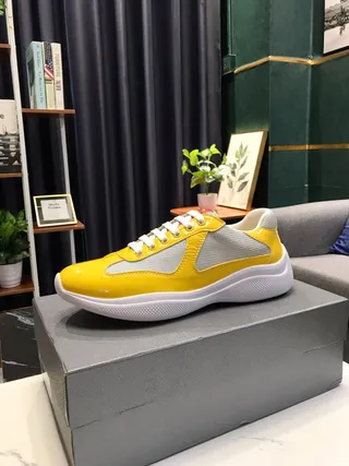 Yellow and Gray Panelled Low-Top Chunky Sneakers 3