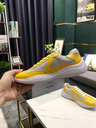 Yellow and Gray Panelled Low-Top Chunky Sneakers 5