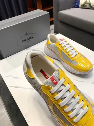 Yellow and Gray Panelled Low-Top Chunky Sneakers 6