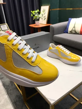 Yellow and Gray Panelled Low-Top Chunky Sneakers 7