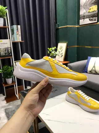 Yellow and Gray Panelled Low-Top Chunky Sneakers 9