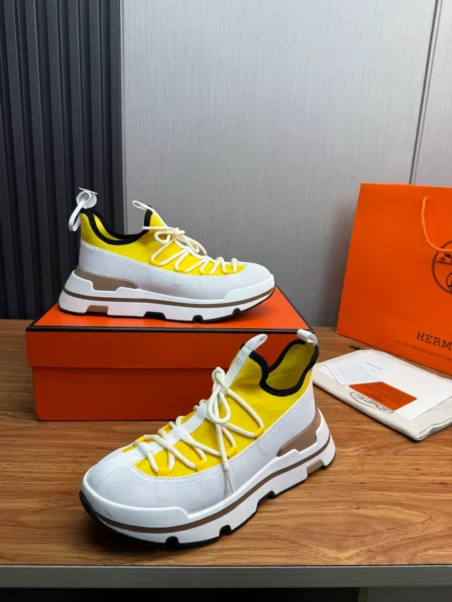 Yellow and White Color-Blocked Chunky Lifestyle Sneaker 4