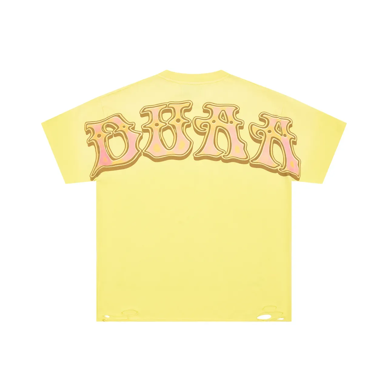 Yellow Graphic-Print Distressed Oversized T-Shirt 4