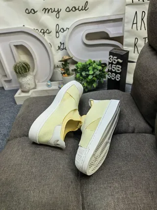 Yellow White Slip-On Elastic Strap Sneakers 6